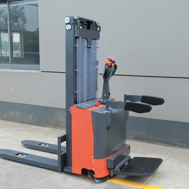 CL15E High performance full electric reach stacker forklift stand-on wheel pallet truck with folding pedal